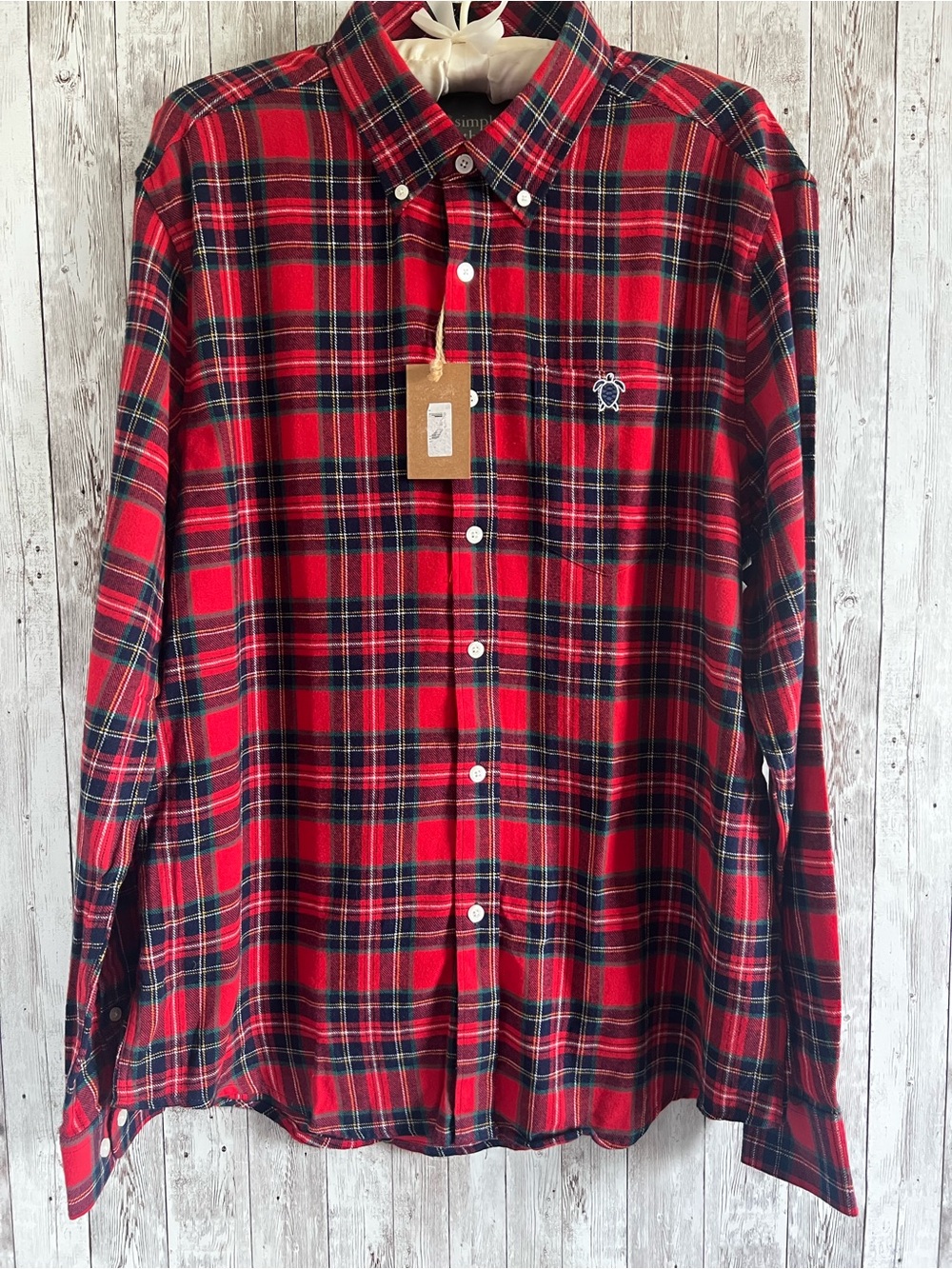 Simply Southern Red Plaid Button-Down Shirt Cotton Holiday NEW Large